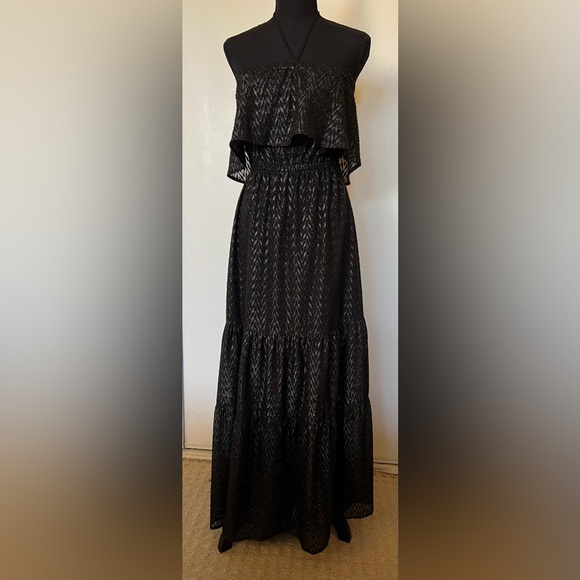 Michael Kors Halter Black Maxi Dress with Ruffle Size P - Picture 7 of 7